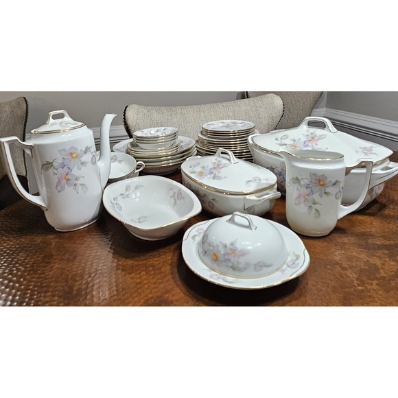 Epiag Pastelle 12" Rectangular Tureen Lid Czech Porcelain Floral Gold Trim Large - Picture 11 of 11